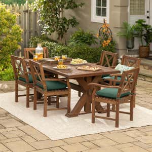 Claremont Outdoor Dining Furniture, Eucalyptus Table and Six Chairs - Natural