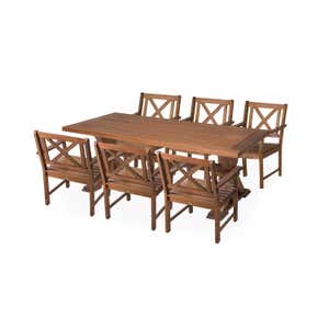 Claremont Outdoor Dining Furniture, Eucalyptus Table and Six Chairs - Natural