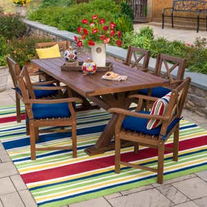 Claremont Outdoor Dining Furniture, Eucalyptus Table and Six Chairs - Natural
