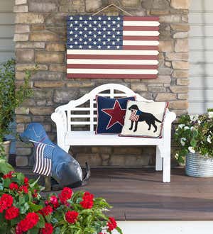 Lighted Black Labrador Americana Flag Standing/Hanging Accent