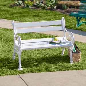 <span>White PVC Scrollwork Garden Bench</span>