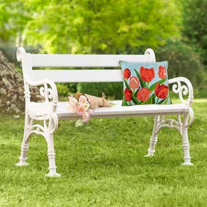 <span>White PVC Scrollwork Garden Bench</span>