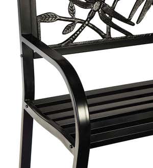 Dragonfly Metal Garden Bench - Black