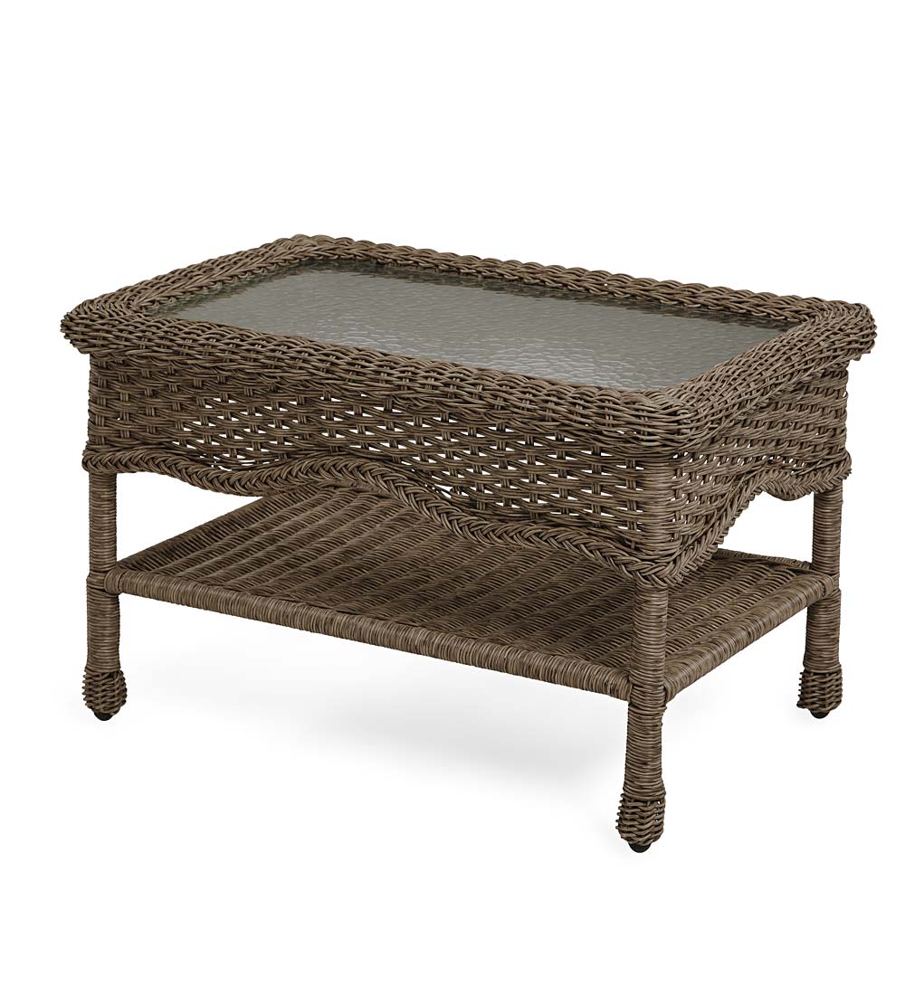 Sale! Prospect Hill Wicker Coffee Table with Glass Tabletop
