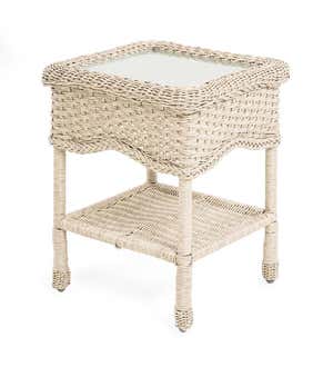 Prospect Hill Wicker End Table with Glass Tabletop