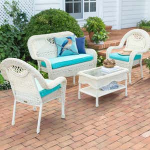 Prospect Hill Wicker Coffee Table with Glass Tabletop