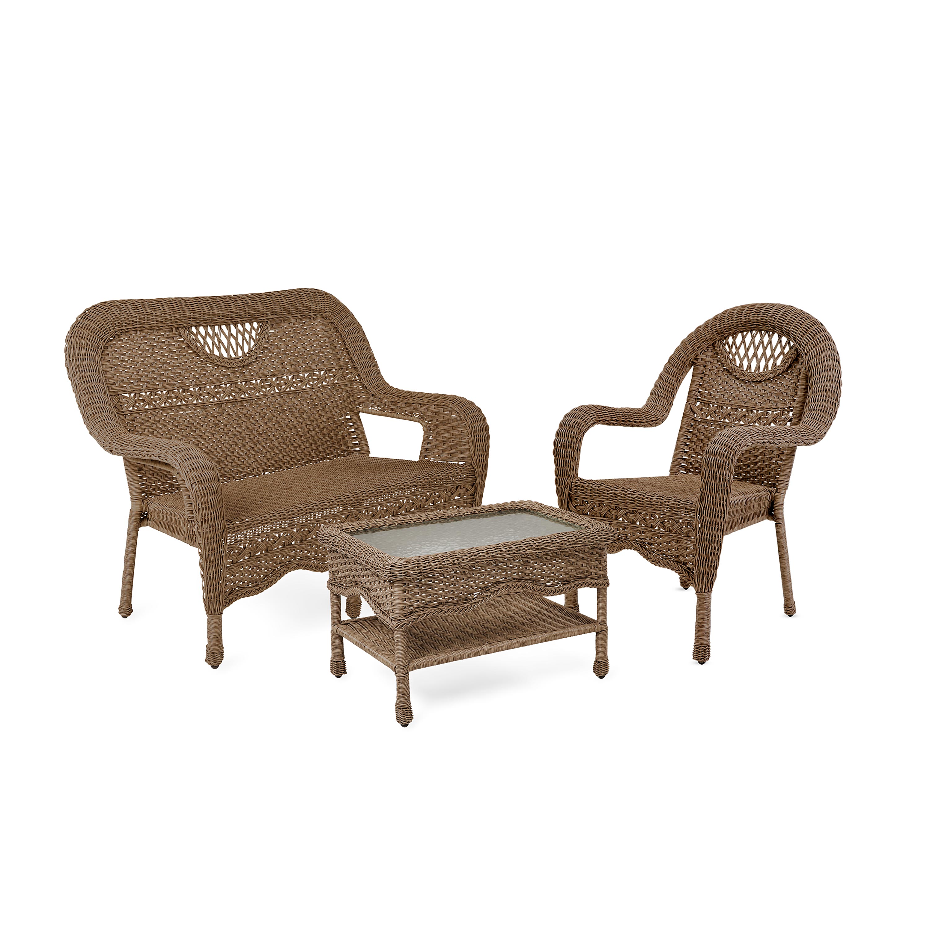 Prospect Hill Wicker Settee, Chair and Coffee Table Set
