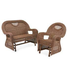 Prospect Hill Wicker Love Seat Glider and Chair Glider Set