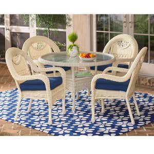 Prospect Hill Wicker Round Dining Table and 4 Chairs Set