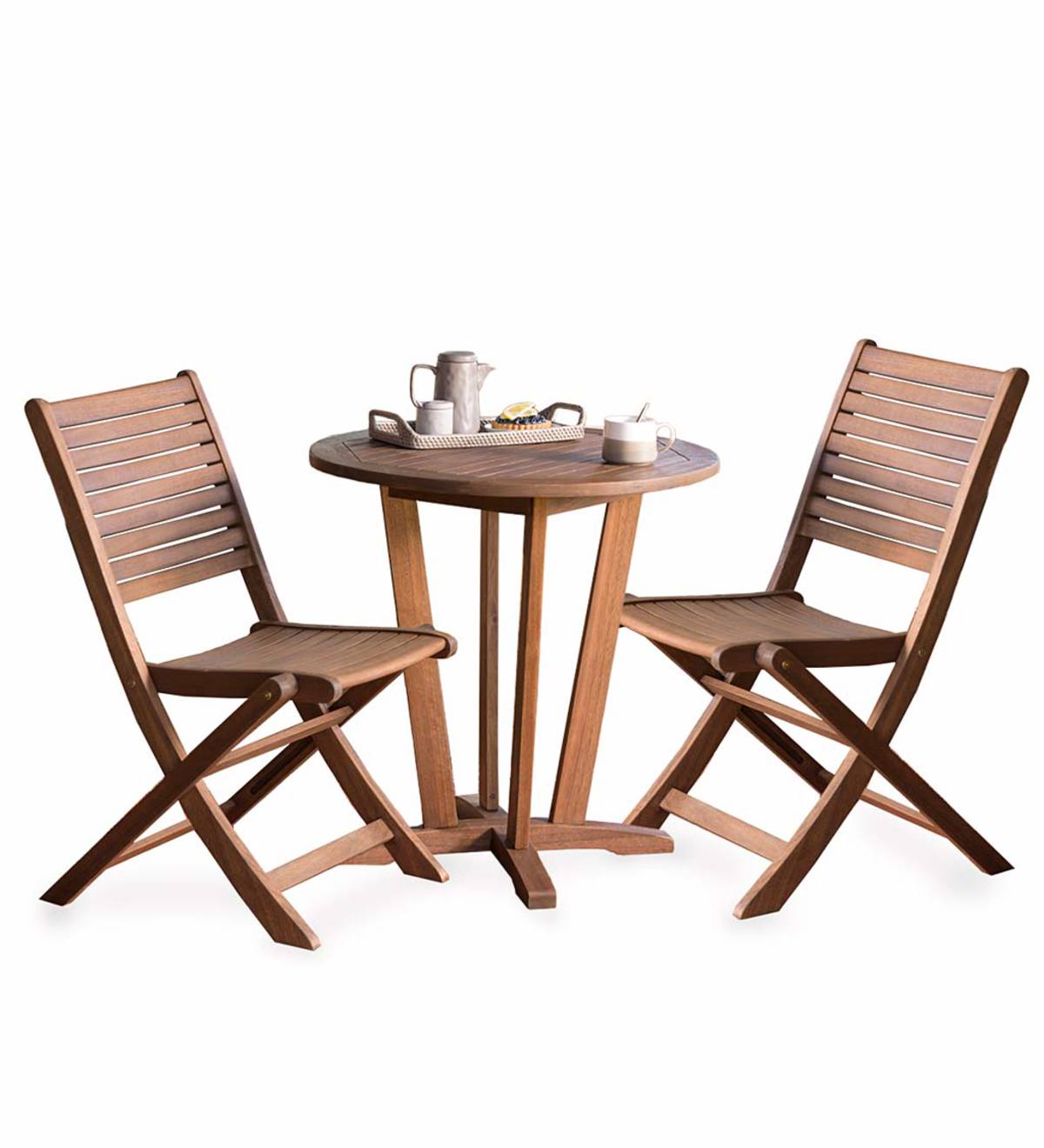Eucalyptus Bistro Set, Table and Two Chairs