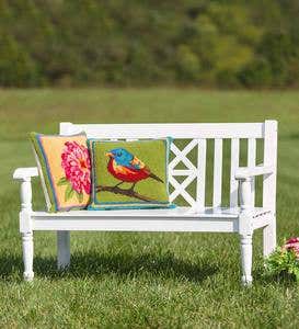 Indoor/Outdoor Hooked Painted Bunting Throw Pillow