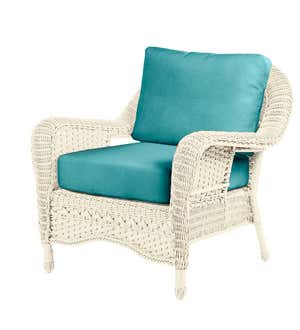 Prospect Hill Outdoor Wicker Deep Seating Chair with Cushions - Driftwood with Midnight Navy Cushions