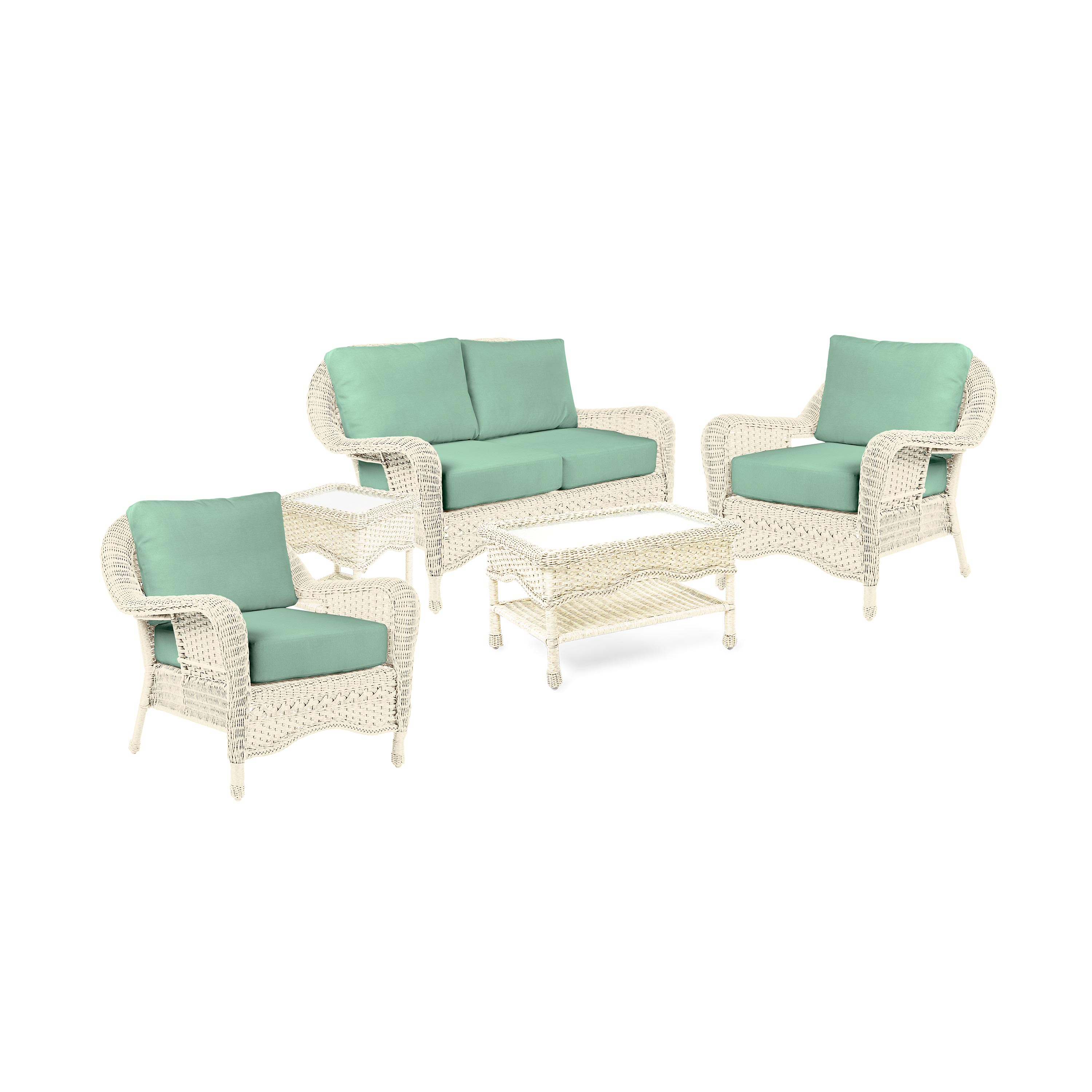 Prospect Hill Outdoor Wicker Deep Seating Love Seat Set with Cushions swatch image