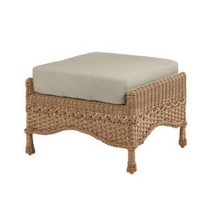 Prospect Hill Outdoor Wicker Deep Seating Ottoman with Cushion - Cloud White with Barn Red Cushion