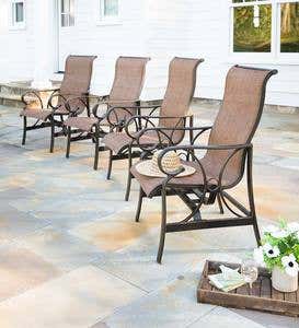 High Back Patio Sling Chairs, Set of 4