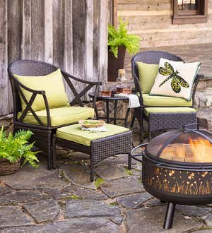 Wicker Patio Furniture Set with Cushions - Light Green
