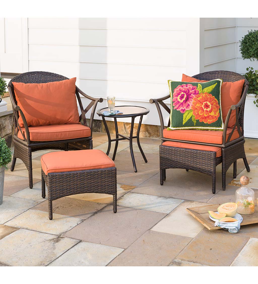 Wicker Patio Furniture Set with Cushions - Paprika