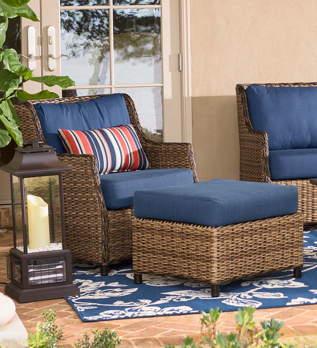 Highland Wicker Outdoor Deep Seating Chair With Ottoman