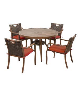 Urbanna Wicker Dining Table and Chairs Set with Cushions