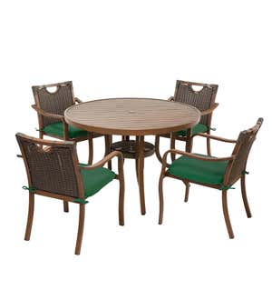 Urbanna Wicker Dining Table and Chairs Set with Cushions - Forest Green