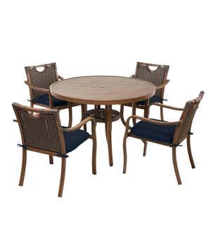 Urbanna Wicker Dining Table and Chairs Set with Cushions - Forest Green