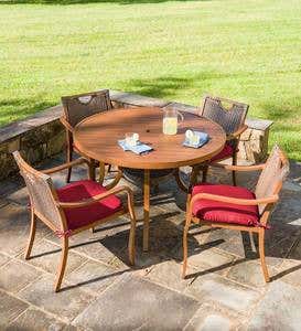 Urbanna Wicker Dining Table and Chairs Set with Cushions