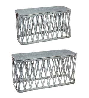 Galvanized Metal Nested Benches/Tables, Set of 2
