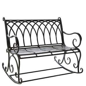 Black Metal Rocker Garden Bench - Black