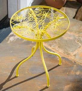 Yellow Butterfly Metal Side Table