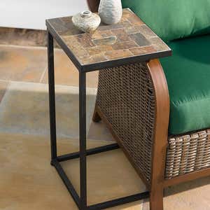 Slate Mosaic Pull-Up Side Table