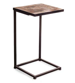 Slate Mosaic Pull-Up Side Table