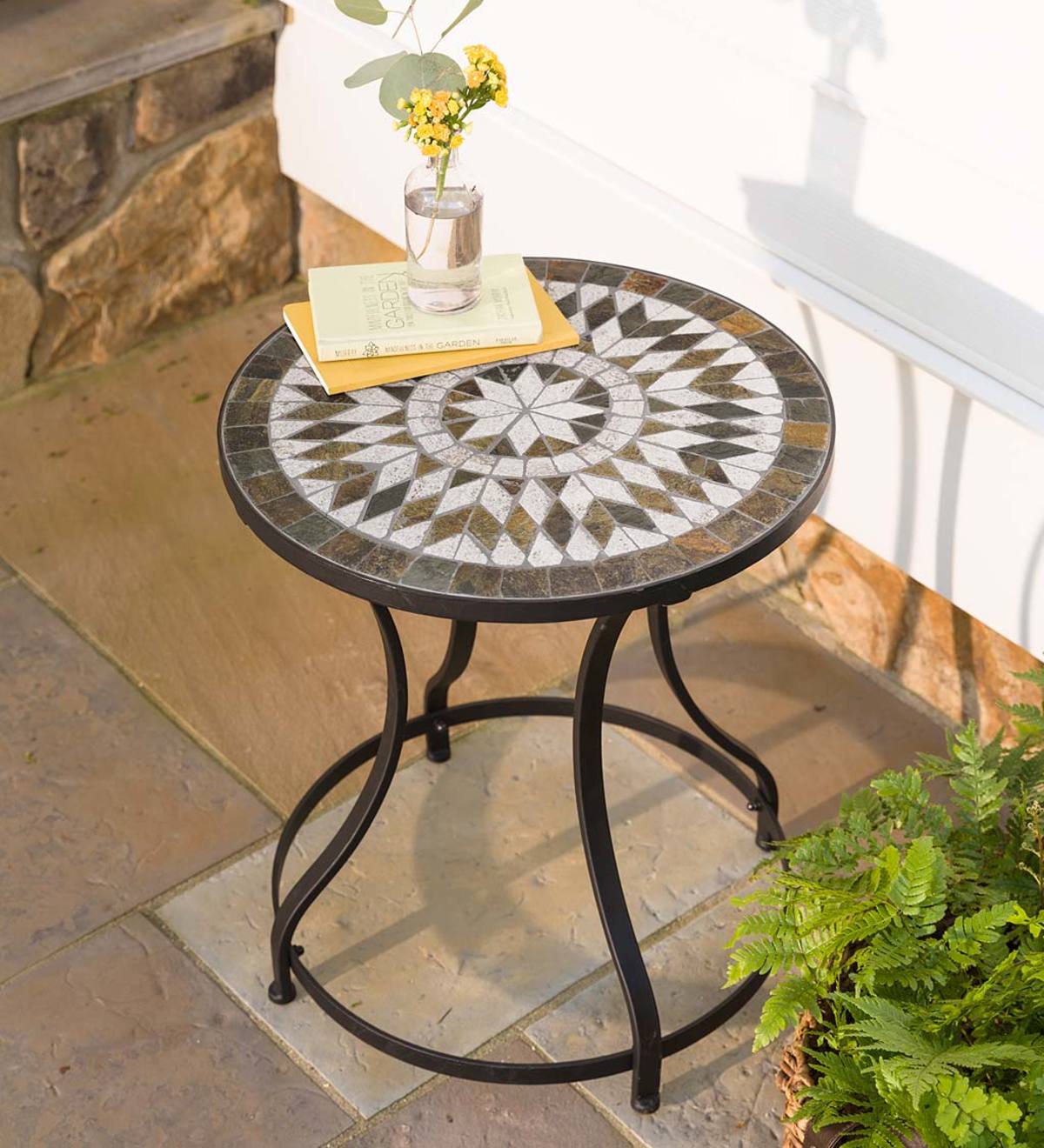 Slate Side Table with Star Pattern