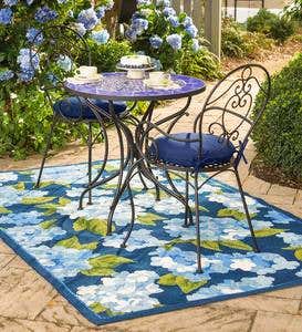 Blue Mosaic Tile Bistro Set with Cushions