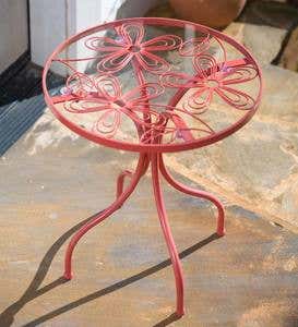 Coral Flower Metal Side Table