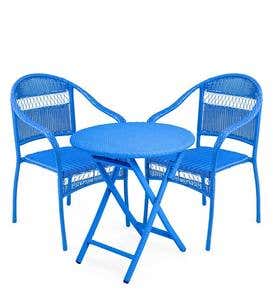 Tangier Wicker Bistro Set, Table and Two Chairs