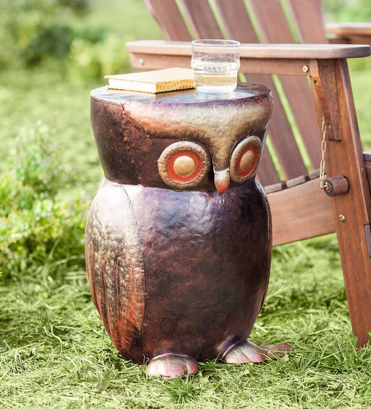 Handcrafted Metal Owl Side Table