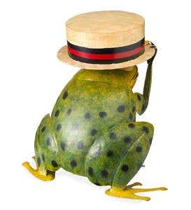 Metal Frog With Hat Side Table