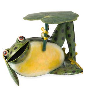 Metal Frog With Lily Pad Side Table