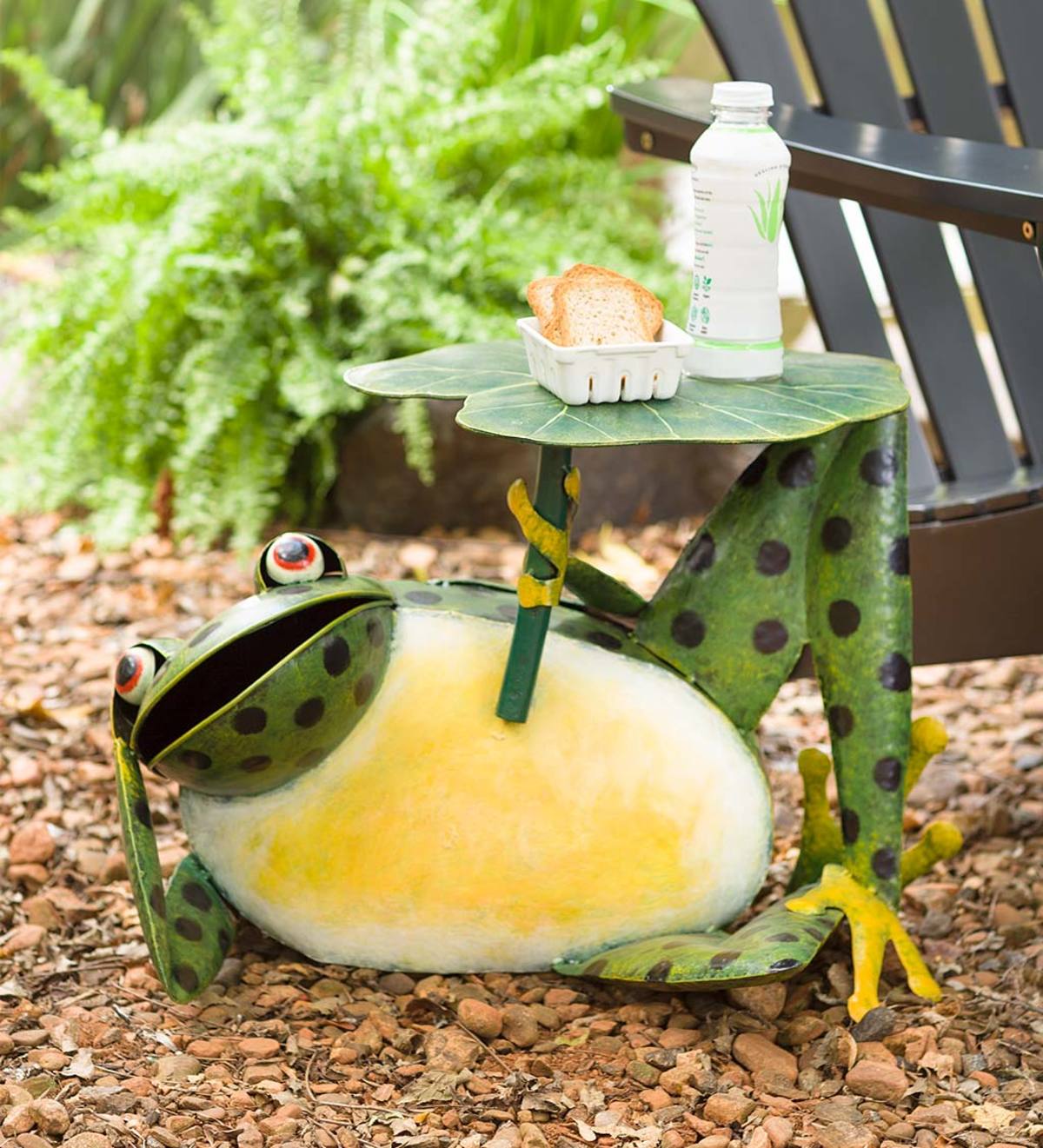 Metal Frog With Lily Pad Side Table