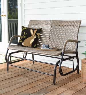 North Garden Outdoor Wicker Love Seat Glider Bench