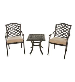 Park Grove Cast Aluminum Outdoor 3-Piece Seating Set with Cushions