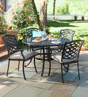 Park Grove Cast Aluminum Outdoor 5-Piece Dining Set with Cushions