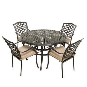 Park Grove Cast Aluminum Outdoor 5-Piece Dining Set with Cushions