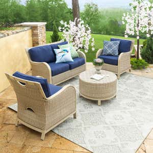 Urbanna Driftwood Premium Wicker Four Piece Set with Cushions