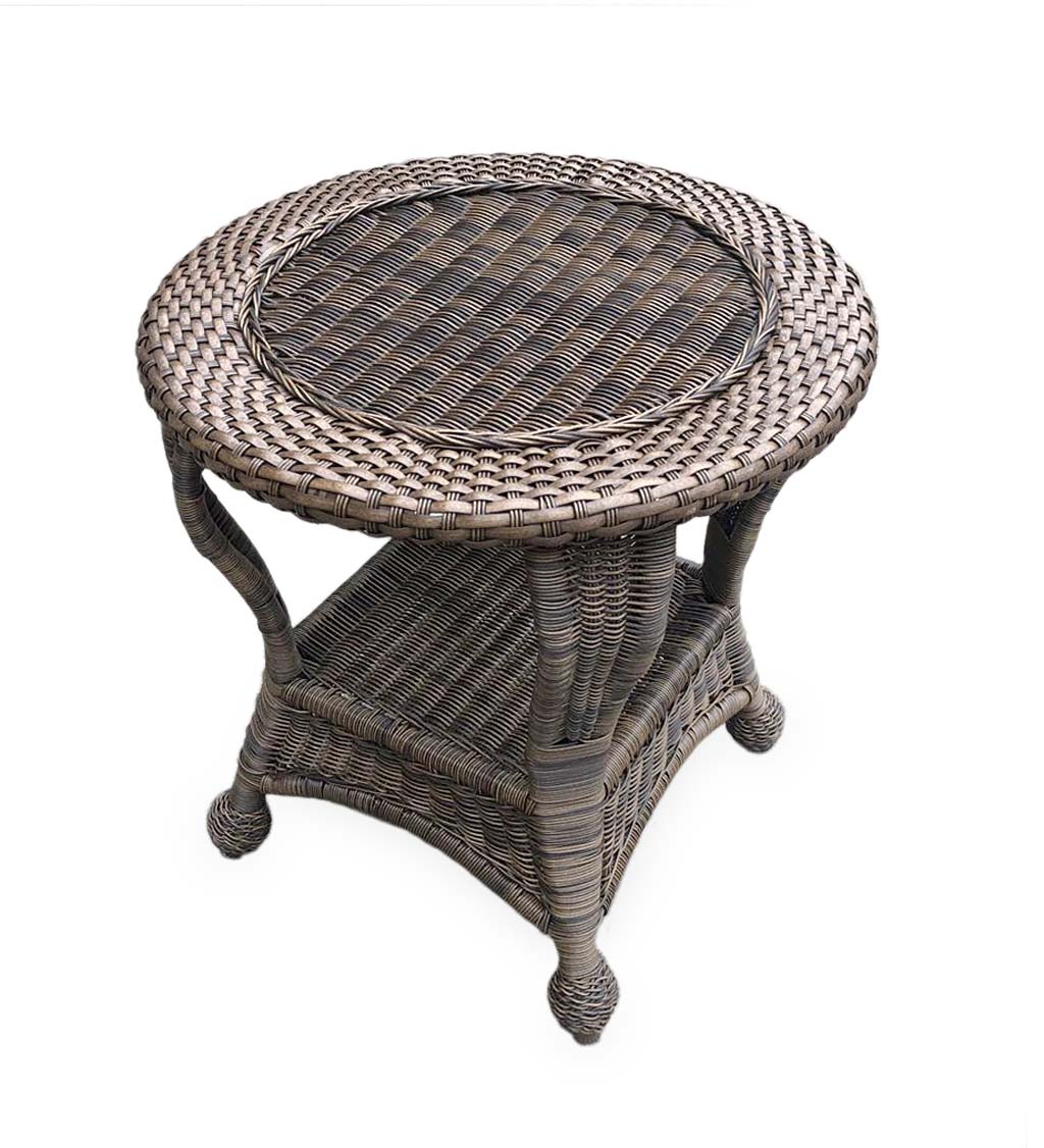 Briar Round Wicker End Table