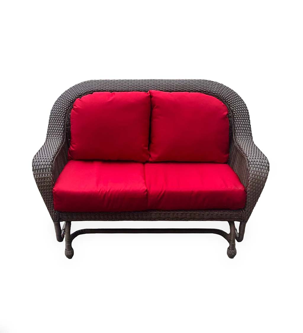 Briar Deep Seating Love Seat Wicker Glider with Cushions