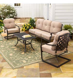 Park Grove Cast Aluminum Outdoor 4-Piece Deep Seating Sofa Set with Cushions