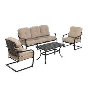 Park Grove Cast Aluminum Outdoor 4-Piece Deep Seating Sofa Set with Cushions