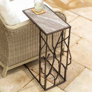 Indoor/Outdoor Branchwater Pull-Up Table with Marble Top