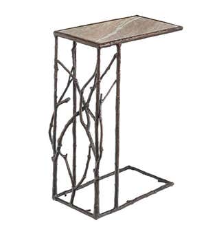 Indoor/Outdoor Branchwater Pull-Up Table with Marble Top